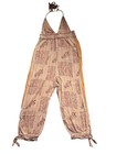 Skylar   Madison Tan Burgundy Boho Print Halter Harem Jumpsuit Size Medium