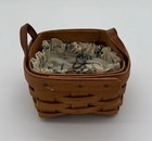 Longaberger 1994 Sweet Basil Basket Square W  Leather Handles 3    Tall
