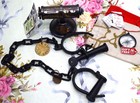 Vintage Handcuffs With Chain And Brass  Rare Antique Collectible