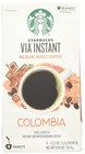 96 Starbucks Via Instantcolombia Roast Packets    See Best By On Box  