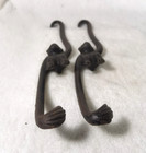 Pair Of Vintage Cast Iron Monkey Wall Hooks     Japan Marked     Hanging Arm Design