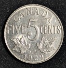 1929 Canada 5 Cents Circulated Km  29