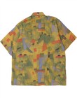 Vintage Mens Short Sleeve Shirt Size 43 44 Xl Yellow Geometric Polyester Hj20