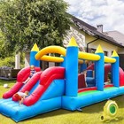 24ft Commercial Pvc Inflatable Bounce House Obstacle Course Dual Racing Slides