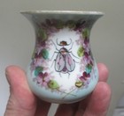 Vintage Antique Porcelain Toothpick Holder W fly house Fly Flowers-mini Slop Jar