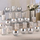 72pcs Silver Party Decorations - Assorted Glass Votive Candle Holders For Events