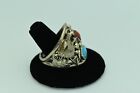 Native American Sterling Turquoise  Coral   Wolf  Ring 19 1 G