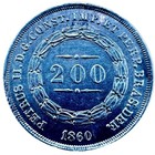 Brazil Pedro Ii Silver 1860 200 Reis   Km 469 2 5gr  815 37