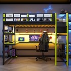 Full Size Gaming Loft Bed With Desk  Storage Shelves Solid Wood Loft Bed Frames