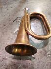 Vintage Brass Hunting Horn 1960s England Or France Nickel Plated Mouthpiece Chai