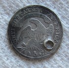 1831 Capped Bust Silver Half Dime Rare Key Date Fine Detail Holed Cleaned
