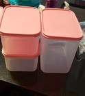 Tupperware Modular Mates Pink Rectangle Contaners 6 Pieces  3 3  New
