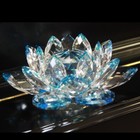 4 Inch Light Blue Hue Reflection Crystal Lotus Flower With Gift Box