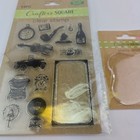 Crafters Square Clear Stamp Set 14pc Vintage Stamps And Acrylic Block Stamping