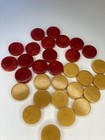Vintage 30 Bakelite Backgammon Chips Marbled Red   Butterscotch 1 25    B2-97