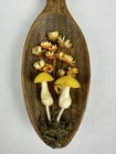 Vintage Folk Art Wooden Spoon Wall Hanging Dried Flowers Mushrooms Gilmore Store