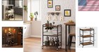 Bar Cart Serving Cart For Home Kitchen Drink Mobile Wine Rack Glass Holder