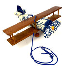 Vtg Banbury Cross Wooden Biplane Mobile Nursery Decor Pottery Barn 70s Marimekko