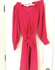 Anna Klein Women   s Pink Solid V-neck Long Puff Sleeve M