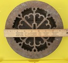 Vtg Cast Iron Register Grate Heat Vent Round Architecture Salvage Heart Design