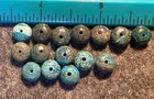 15 Old Original Navajo Indian Turquoise Trade Beads Blue Green 1800 s