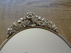 Vintage Matson Roses Oval Dresser Mirrored Vanity Tray Regency Gold Filigree