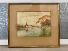      Rare Antique Important Old Burmese Asian Modern Painting  M t  Hla 1910s