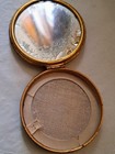 Vintage Golden Guilloche Art Deco Powder Compact W  Rose