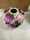Vintage Chinese Porcelain Hair Receiver Floral Roses Gold Gilt Hand Painted