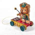 Fisher Price   635 Tiny Teddy      wooden Pull Toy      bear Plays Xylophone    1962 
