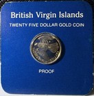 1983  25 British Virgin Islands Franklin Mint Merlin Hawk Gold Coin