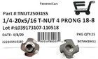  25  Stainless Steel T-nut 1 4-20 X 5 16 4 Prong  18-8 - Fast Free Shipping