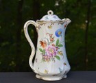 Antique 19thc Richard Klemm Dresden Hot Chocolate Coffee Pot Floral Gilt 9 