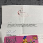 Nancy Cartwright Signed Simpsons Bookmark Autographed Bart Voice Studio Letter