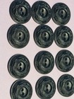 Lot 12 Buttons Vintage Black With Leaf Edging Molded 26 Mm 1     Diameter 2 Hole