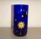Libbey Celestial Cobalt Blue Sun Moon   Stars Tumbler Glass 16 Oz