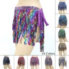 Shining Sequin Tassels Belly Dance Hip Scarf Wrap Skirt Hip Belt Dancing Costume