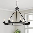 Farmhouse Chandelier  6-light Wagon Wheel Chandelier With Adjustable Black