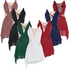 Women Dress Gymnastics Dancewear Side Slit Dresses Ballroom Dance Press Straps