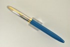 Very Nice Pastel Blue Snorkel Clipper  Smooth Med Palladium Nib  Restored