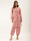 Pink Floral Print Cotton Co-ord Set For Women Casual Ethnic Wear Plus Size
