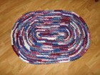 35 1 2  X 24  Navy Blue  Burgundy    Cream  Oval Crocheted Rag Rug Handmade