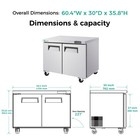 48   Commercial Undercounter Refrigerator 2 Doors Stainless Steel 14 2 Cu ft 