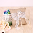 Vintage Burlap Lace Ring Bearer Pillow And Flower Girl Basket Set 7x7 Inch