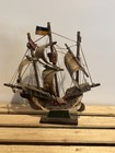 Vintage    queen    Model Wooden Boat Sailing Ship Figurine 10  X 9 