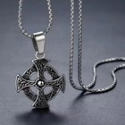 Retro Irish Celtic Knot Pattern Disc Cross Pendant Necklace Men s Necklace Fashi