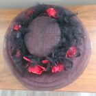 Vintage Victorian Hat With Red Roses   Black Feathers Women