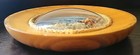 Vtg Camosciara Italy Wooden Plate Souvenir Domed Glass Dried Flowers Lb   Cb See