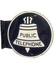 Vintage Public Telephone Bell Sign Double Sided Hanging Metal Sign Advertising 