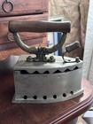 Rare Late 19th C American Antique Lg Coal Sad Iron  W wood Handle brass Lock